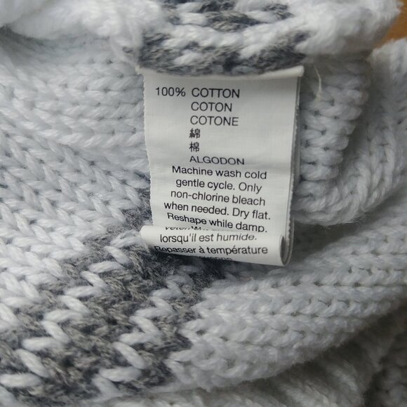 Gap lightweight loose knit 100% cotton sweater top white grey stripes Sm… - Picture 7 of 9